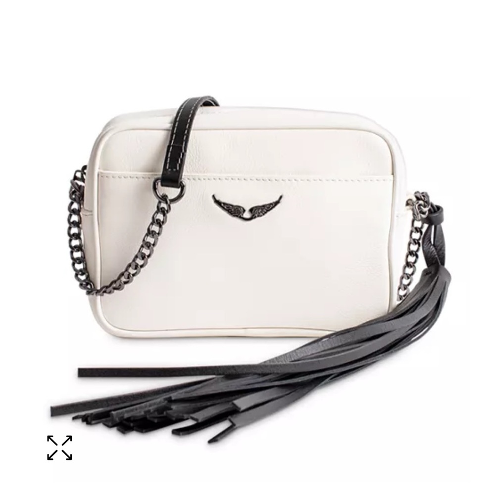 Zadig & Voltaire White Leather Crossbody Bag with Black Accents